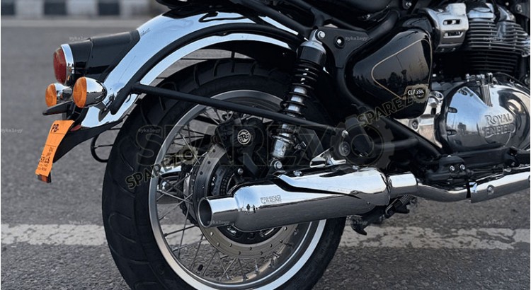 For Royal Enfield Classic 650 Rhino Racing Peashooter Exhaust Silencer Polished  - SPAREZO